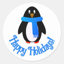 Adesivo Redondo Vinheta de férias de pinguim