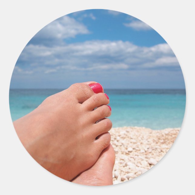 Adesivo Redondo Vinheta de férias de Verão (Frente)