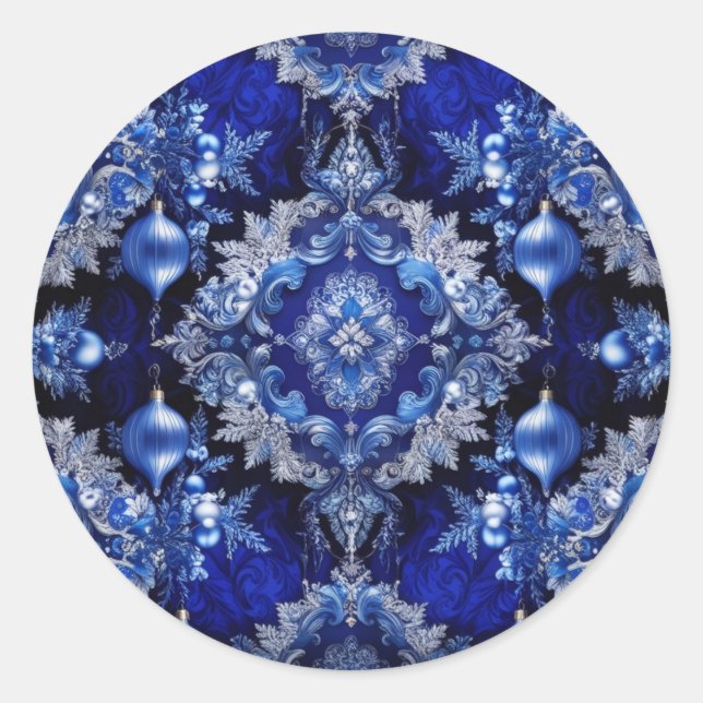 Adesivo Redondo Vinheta de férias decorativa azul (Frente)