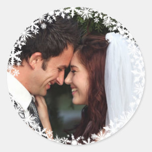 Adesivo Redondo Vinheta de férias do inverno da Lacy