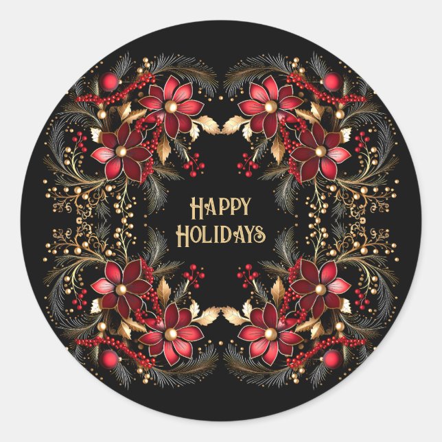 Adesivo Redondo Vinheta de Férias Vermelhas Decorativas (Frente)