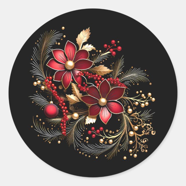 Adesivo Redondo Vinheta de Férias Vermelhas Decorativas (Frente)