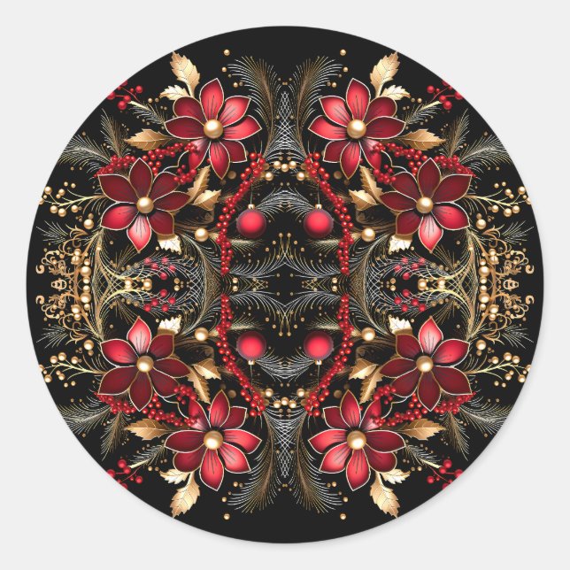 Adesivo Redondo Vinheta de Férias Vermelhas Decorativas (Frente)