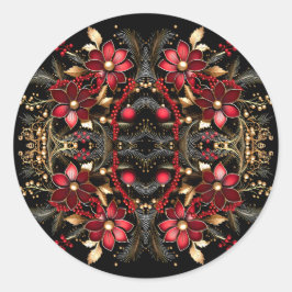 Adesivo Redondo Vinheta de Férias Vermelhas Decorativas