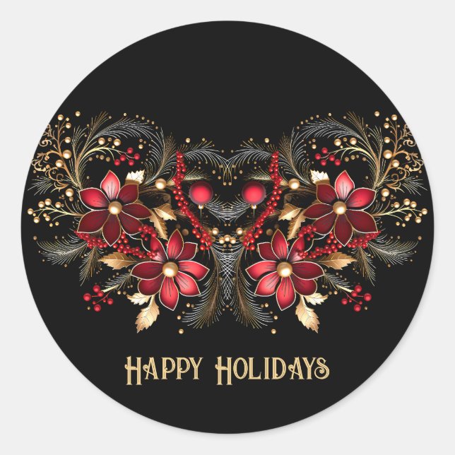 Adesivo Redondo Vinheta de Férias Vermelhas Decorativas (Frente)