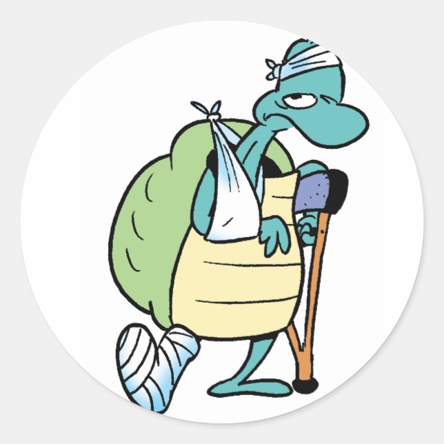 Adesivo Redondo Vinheta de ferimentos com tartaruga pântano (Frente)