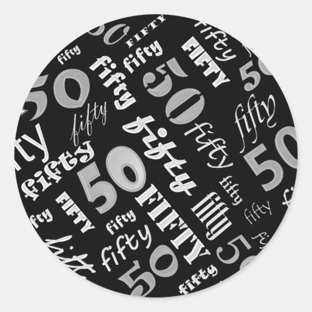 Adesivo Redondo Vinheta de Festa de aniversário 50 (Frente)