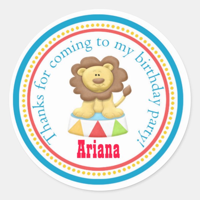 Adesivo Redondo Vinheta de Festa de aniversário de Circo Carnival (Frente)