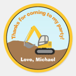 Adesivo Redondo Vinheta de Festa de aniversário de Construção