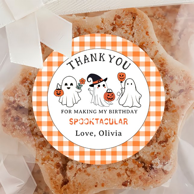 Adesivo Redondo Vinheta de Festa de aniversário de Halloween fanta (Criador carregado)