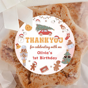 Adesivo Redondo Vinheta de Festa de aniversário retrorreflectora c