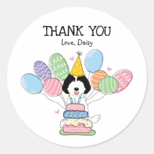 Adesivo Redondo Vinheta de Festas de aniversário de Cachorro Labra