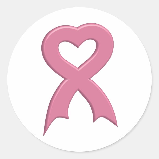 Adesivo Redondo Vinheta de Fita Rosa-Fita-Coração-3D (Frente)