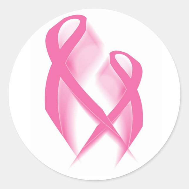 Adesivo Redondo Vinheta de fitas rosa (Frente)