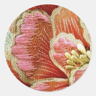 Adesivo Redondo Vinheta de Flor Asiática