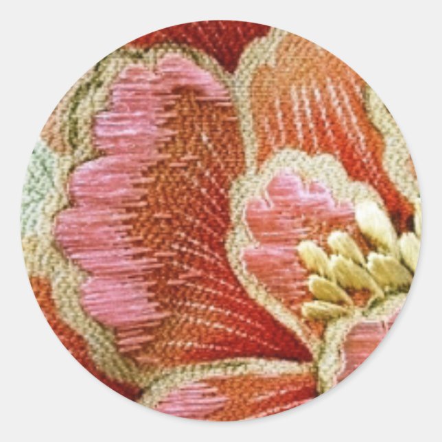 Adesivo Redondo Vinheta de Flor Asiática (Frente)