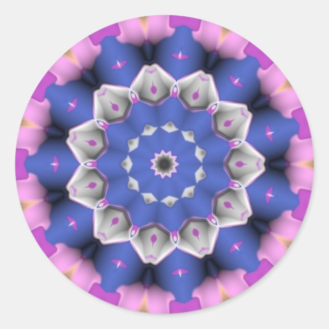 Adesivo Redondo Vinheta de flor azul (Frente)