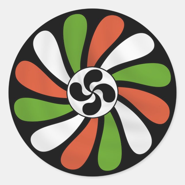 Adesivo Redondo Vinheta de Flor Basco (Frente)