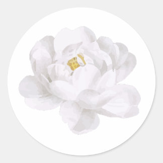 Adesivo Redondo Vinheta de Flor Branco