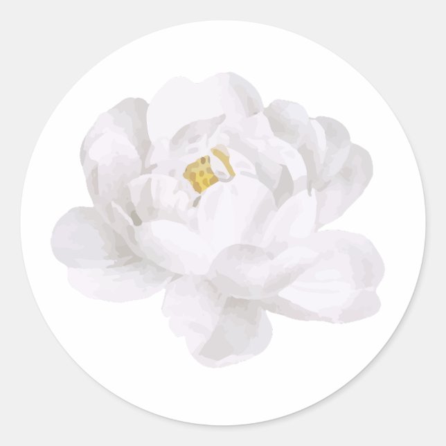 Adesivo Redondo Vinheta de Flor Branco (Frente)
