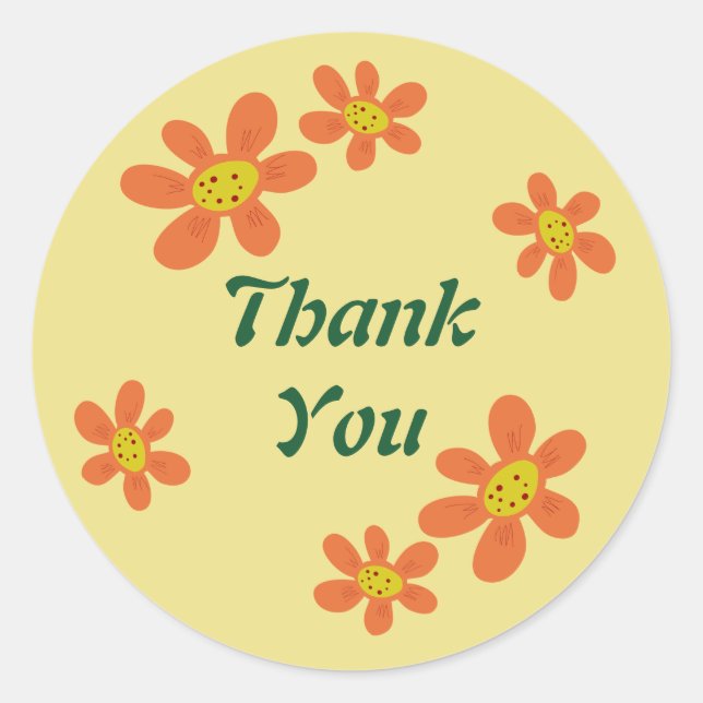 Adesivo Redondo Vinheta de Flor Laranja (Frente)