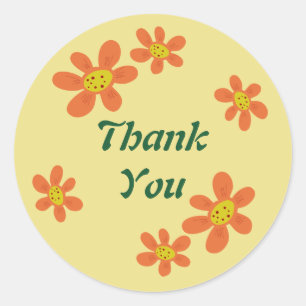 Adesivo Redondo Vinheta de Flor Laranja