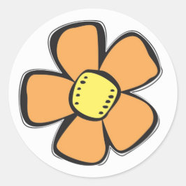 Adesivo Redondo Vinheta de Flor Laranja