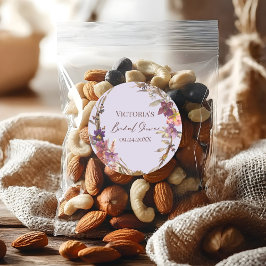 Adesivo Redondo Vinheta de flor selvagem com cor náutica romântica