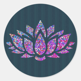 Adesivo Redondo Vinheta de Flor Tranquilo Teal e Rainbow Lotus