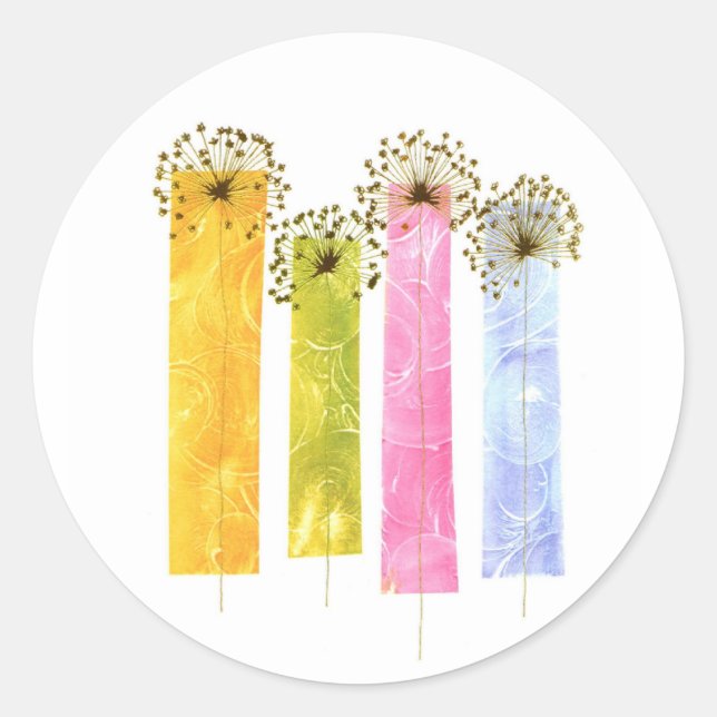 Adesivo Redondo vinheta de flores (Frente)