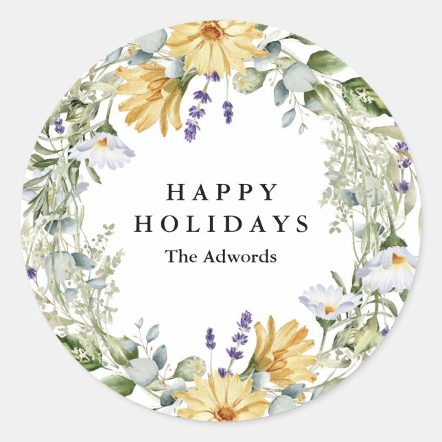 Adesivo Redondo Vinheta de Floresta de Feriado (Frente)