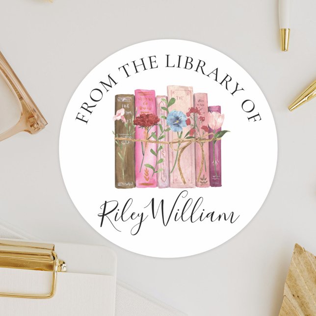 Adesivo Redondo Vinheta de Folha de Cores Aquáticas (Close up)