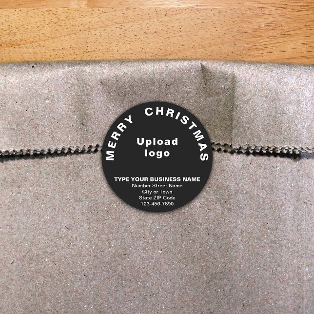 Adesivo Redondo Vinheta de Forma Arredondada de Natal Preto (Criador carregado)