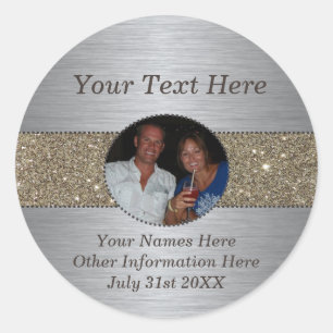 Adesivo Redondo Vinheta de Fotografias Personalizada Silver e Glit