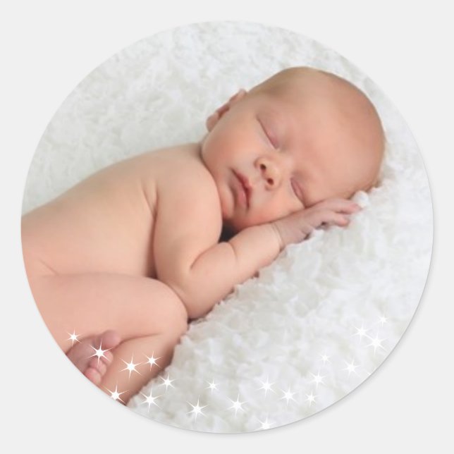 Adesivo Redondo Vinheta de fotos de férias com luzes cintilantes (Frente)