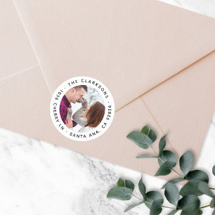 Adesivo Redondo Vinheta de Fotos Redonda Clássica do Endereço de