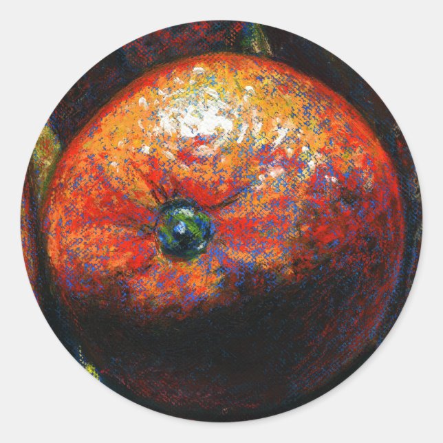 Adesivo Redondo Vinheta de fruta laranja (Frente)