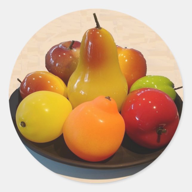 Adesivo Redondo Vinheta de frutas (Frente)