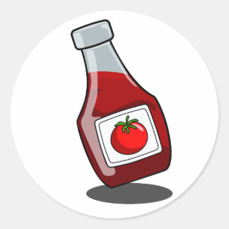Adesivo Redondo Vinheta de Garrafa de Ketchup