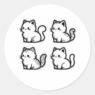 Adesivo Redondo vinheta de gatinho fofo
