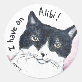 Adesivo Redondo Vinheta de gato Alibi