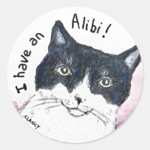 Adesivo Redondo Vinheta de gato Alibi