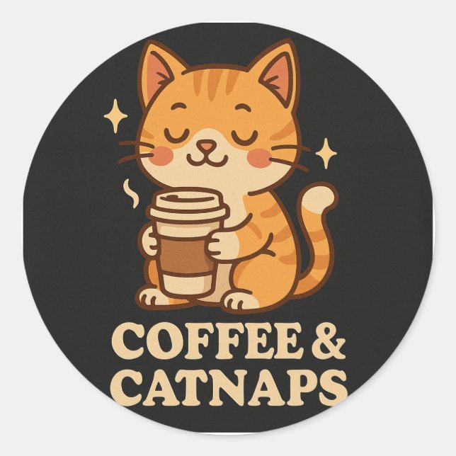 Adesivo Redondo Vinheta de gato-camiseta (Frente)