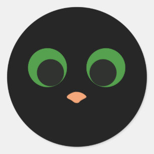 Adesivo Redondo Vinheta de Gato de Halloween para Pop