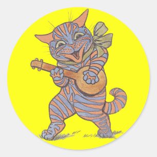 Adesivo Redondo Vinheta de Gato Jazzy
