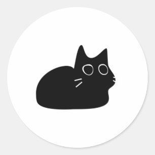 Adesivo Redondo Vinheta de Gato Preto