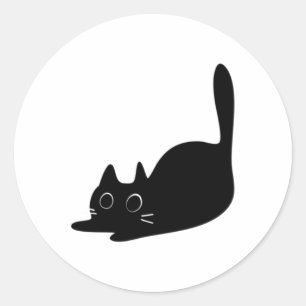 Adesivo Redondo Vinheta de Gato Preto e Bonito