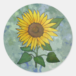Adesivo Redondo Vinheta de girassol