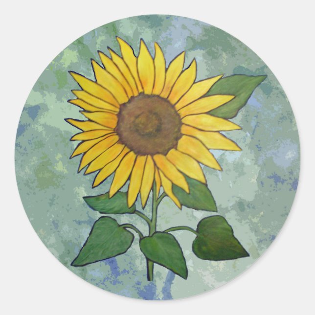 Adesivo Redondo Vinheta de girassol (Frente)