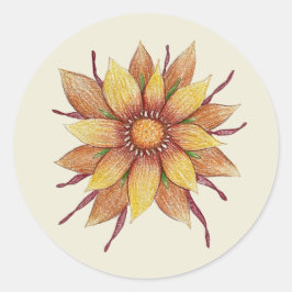 Adesivo Redondo Vinheta de girassol (folha de 20)